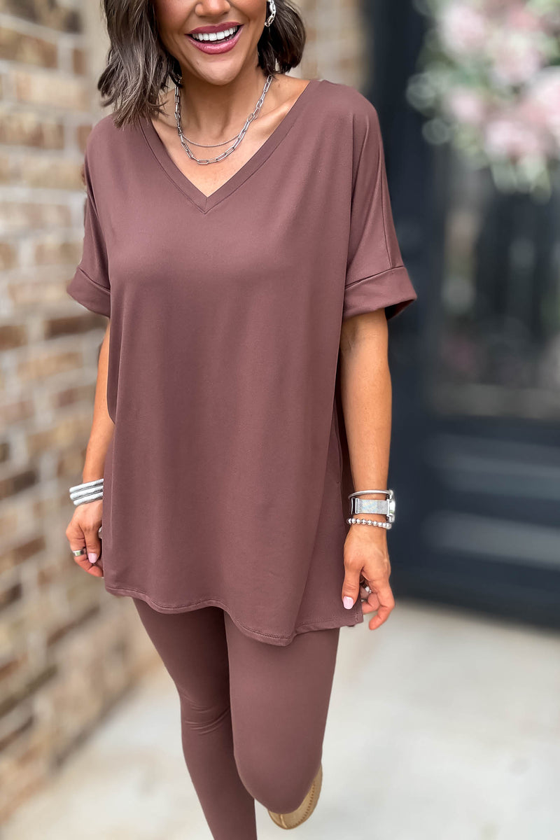 Beautiful Dreamer Brown Top And Legging Set
