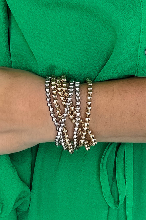 Mixed Metal Beaded Bracelet Set