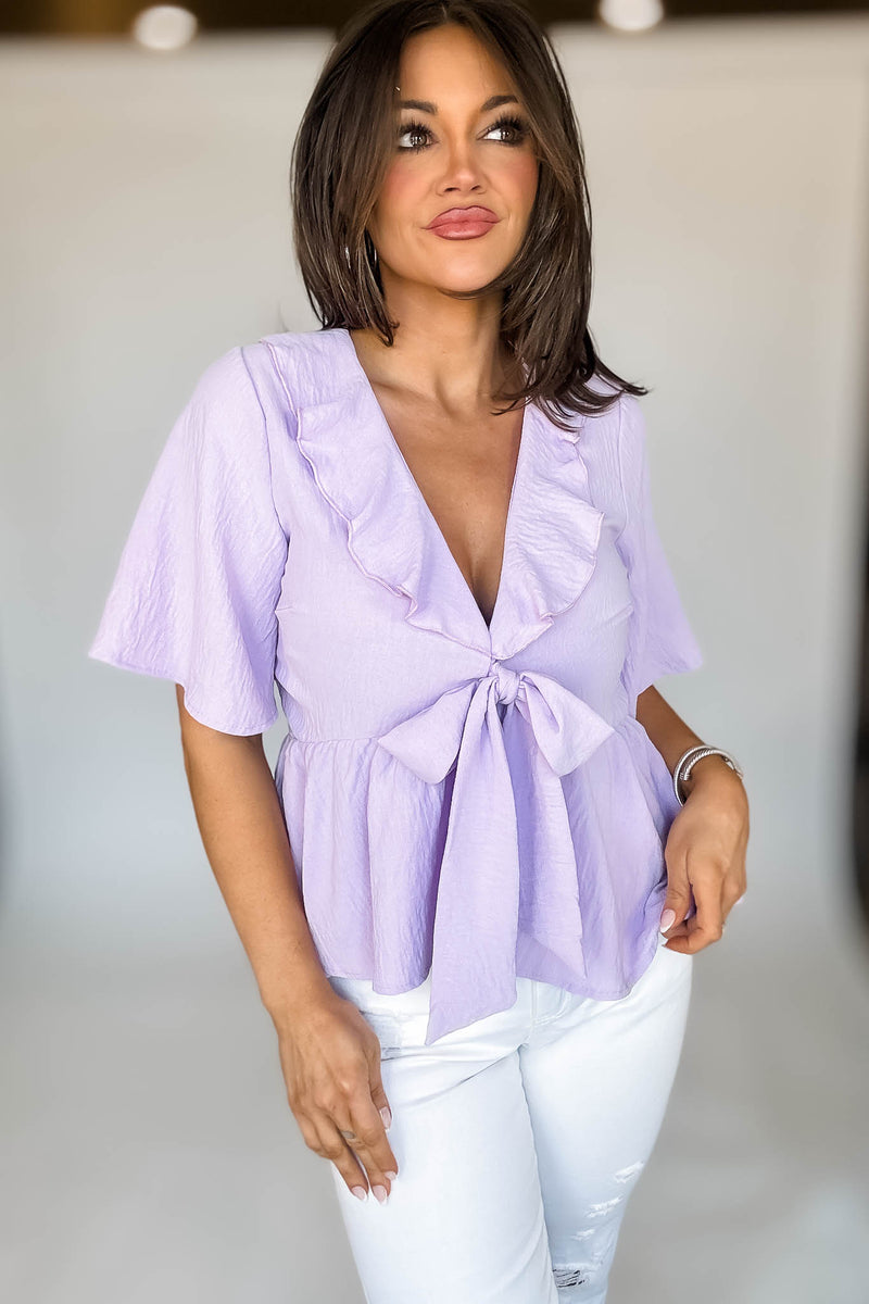 Solid Lavender Baby Doll Top