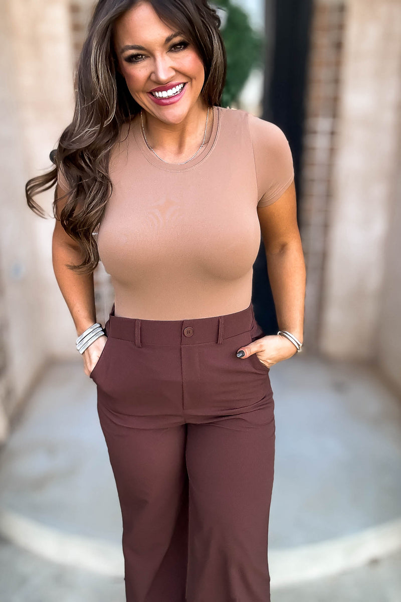 Crewneck Tobacco Shortsleeve Bodysuit