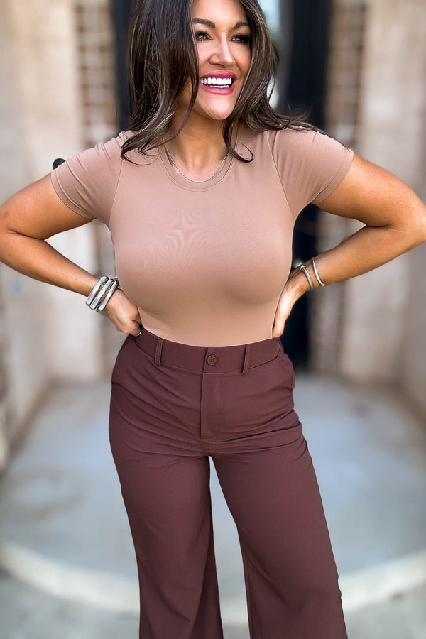 Crewneck Tobacco Shortsleeve Bodysuit