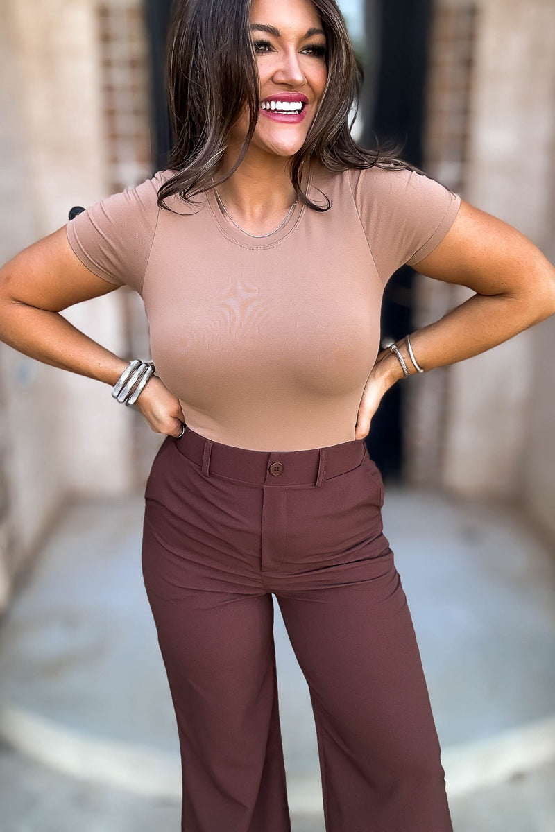 Crewneck Tobacco Shortsleeve Bodysuit