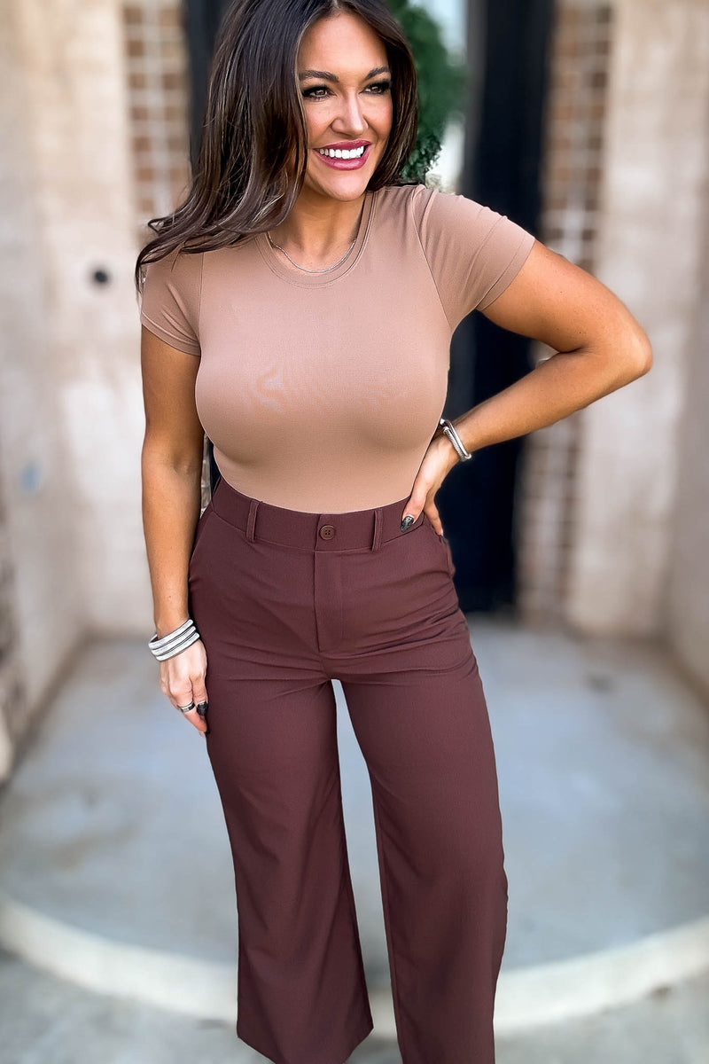 Crewneck Tobacco Shortsleeve Bodysuit