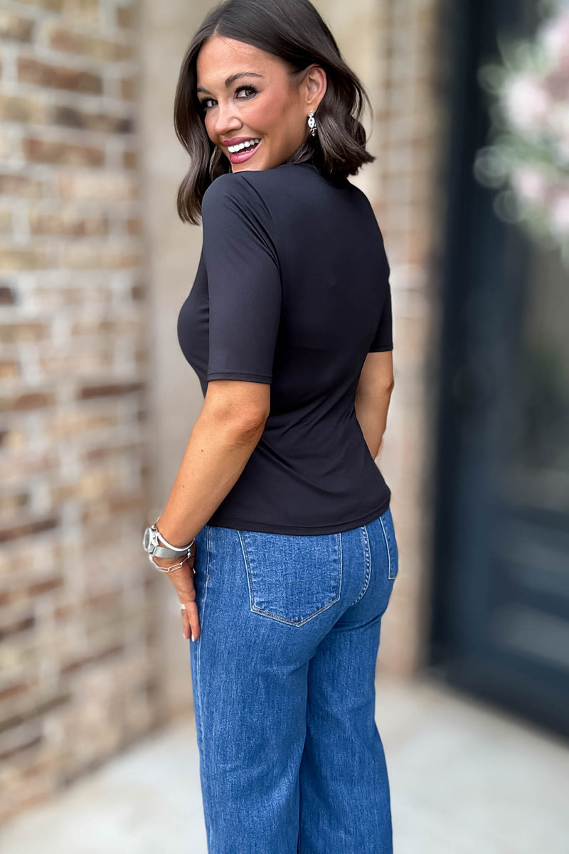 Black Mock Neck Top