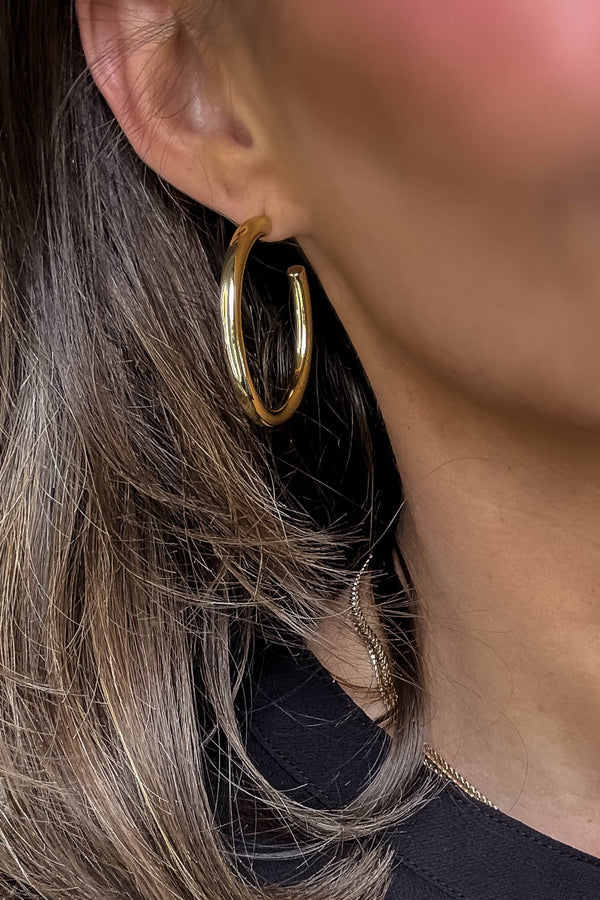 Gold Dipped Medium Hoop Earrings
