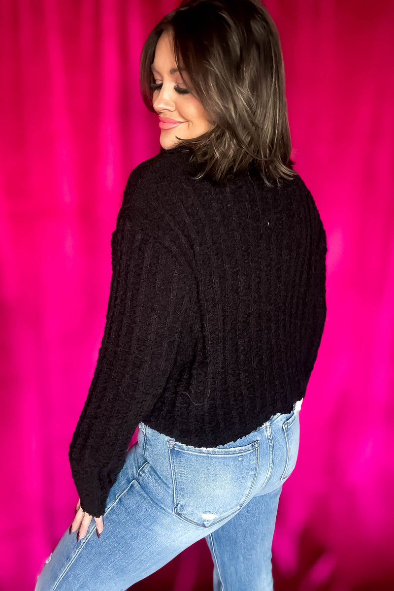 Boucle Black Collared Sweater