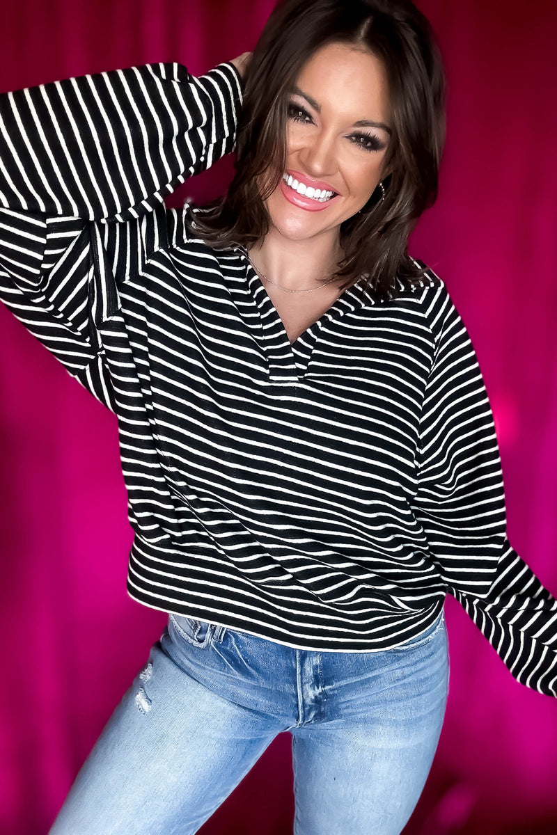 True Colors Black Stripe Knit Top