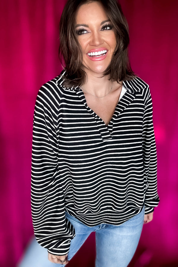 True Colors Black Stripe Knit Top