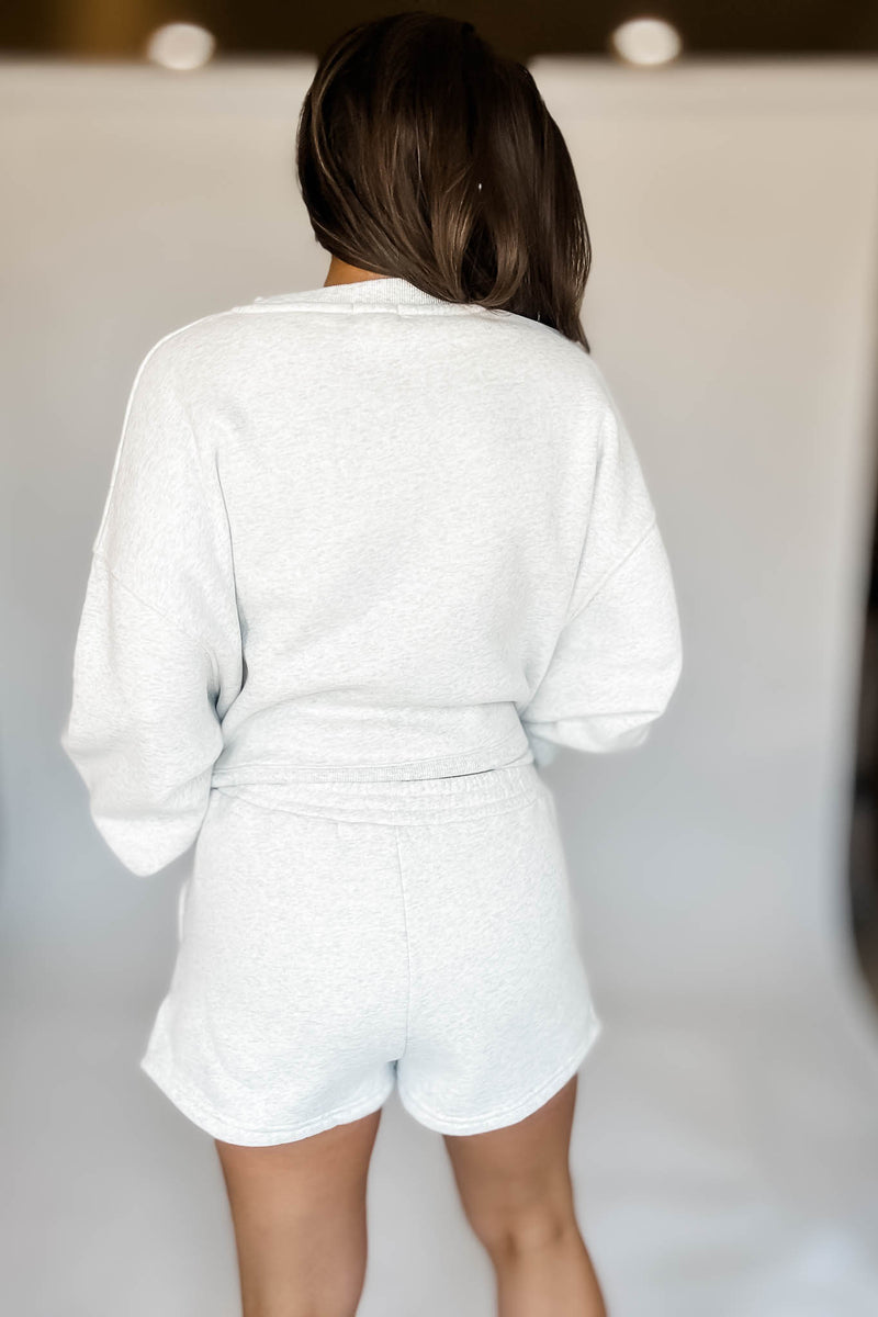 Grey High Waisted Sweat Shorts