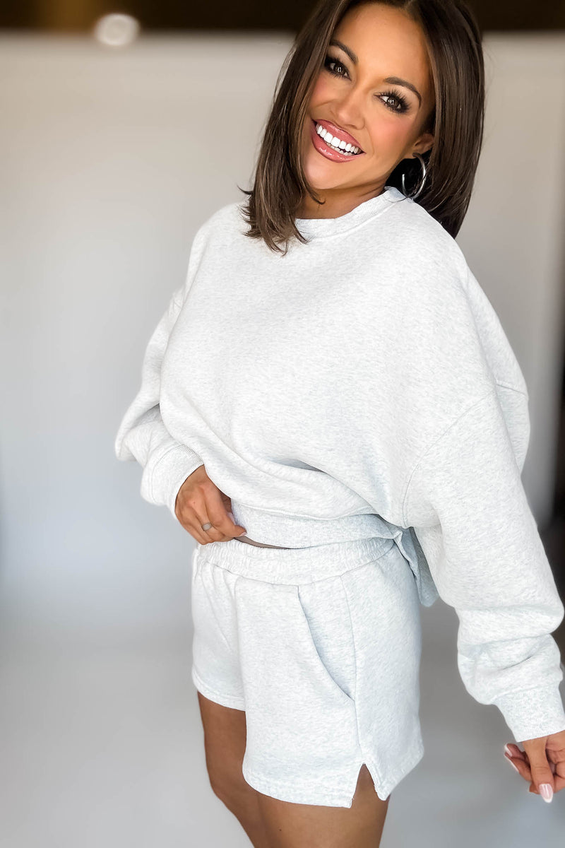 Grey High Waisted Sweat Shorts