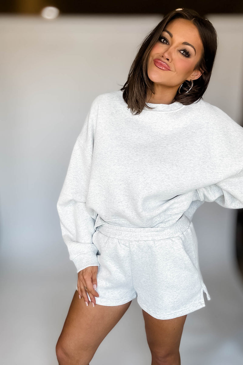 Grey High Waisted Sweat Shorts