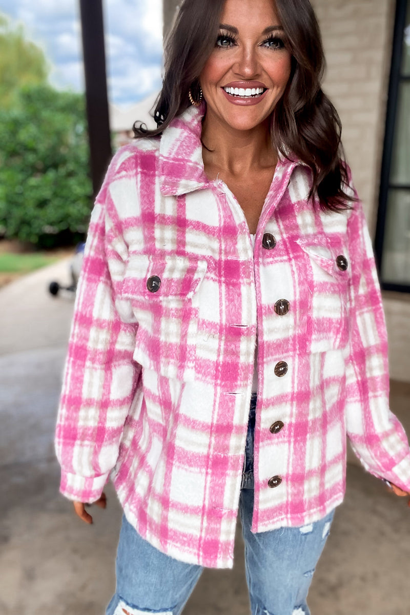Pretty Soon Check Print Buttoned Jacket