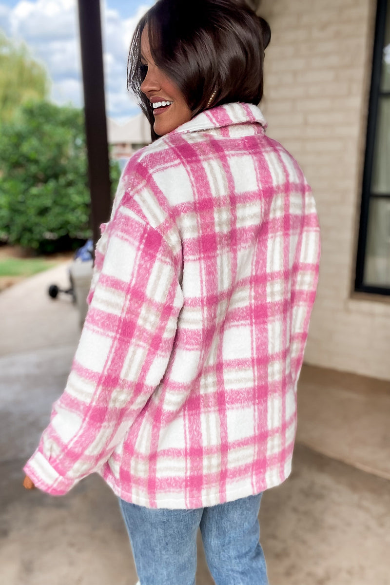 Pretty Soon Check Print Buttoned Jacket