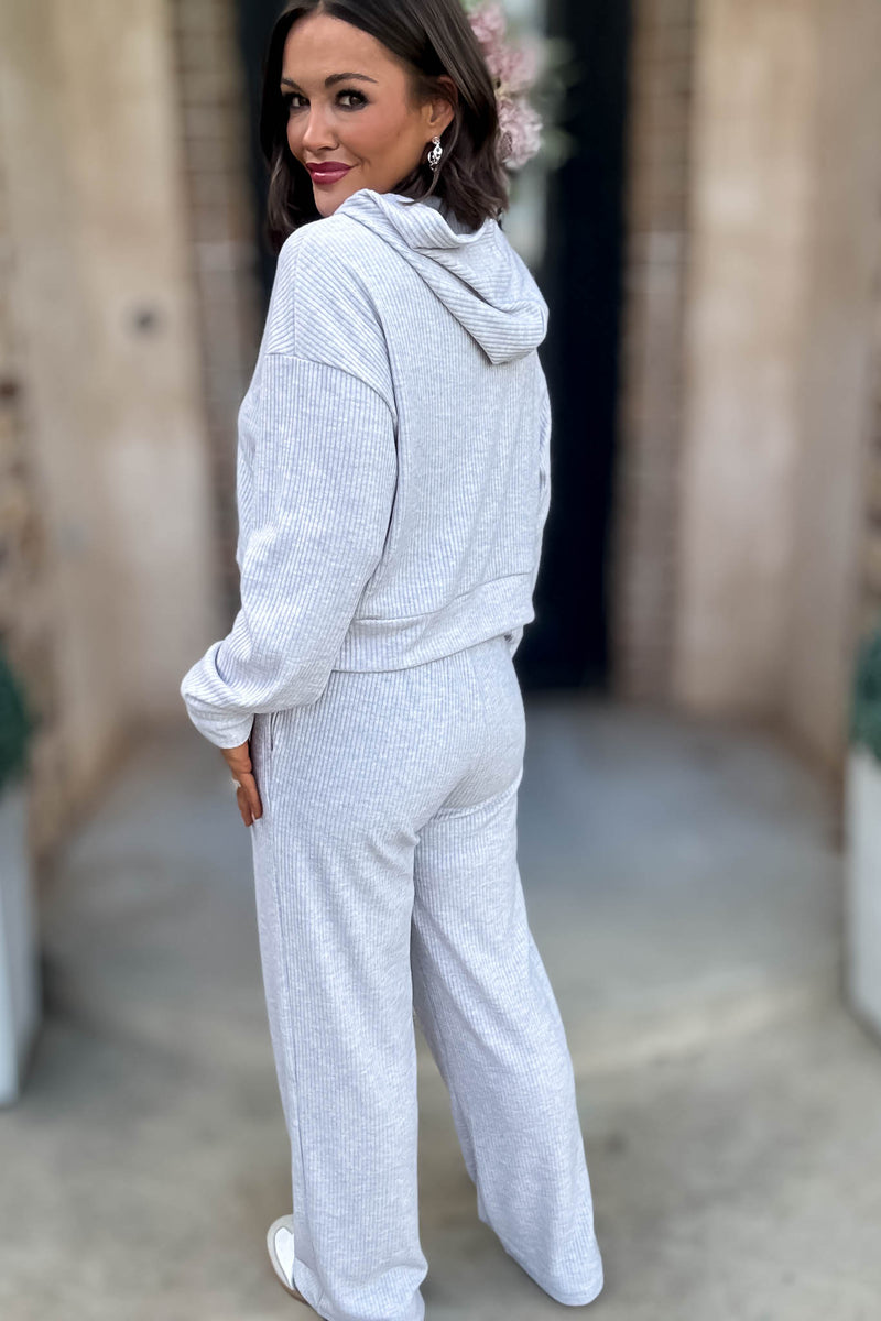 Ribbed Heather Grey Drawstring Lounge Pants