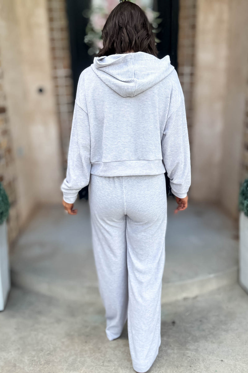 Ribbed Heather Grey Drawstring Lounge Pants