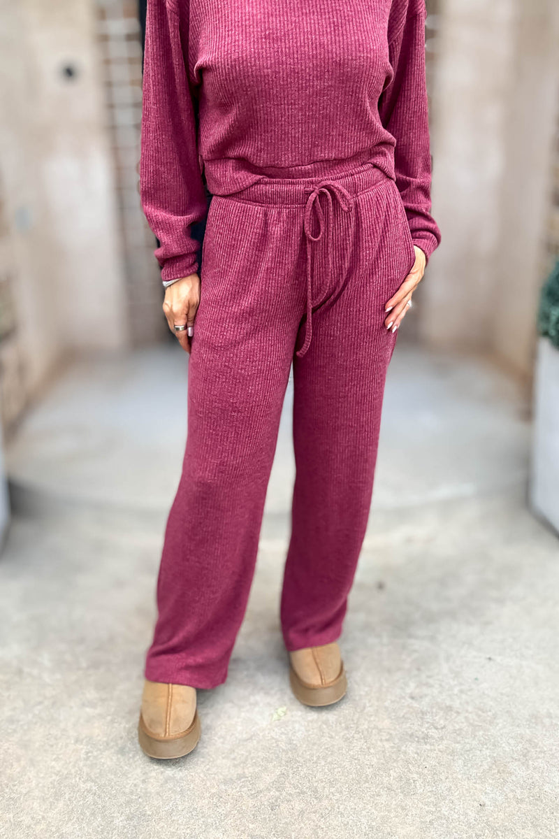 Ribbed Cabernet Drawstring Lounge Pants