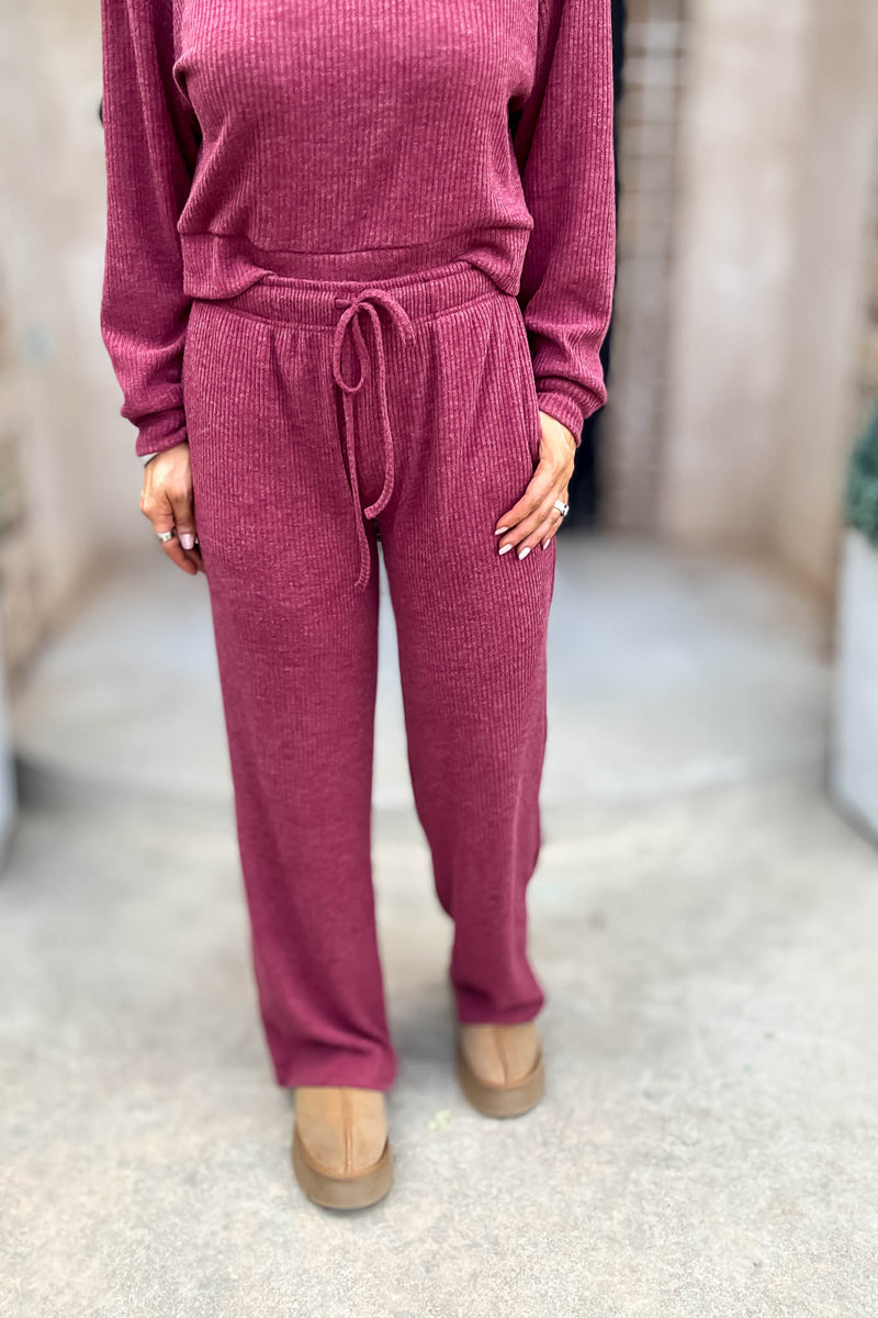 Ribbed Cabernet Drawstring Lounge Pants