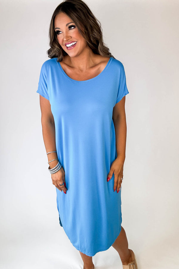 Super Soft Blue Midi Dress