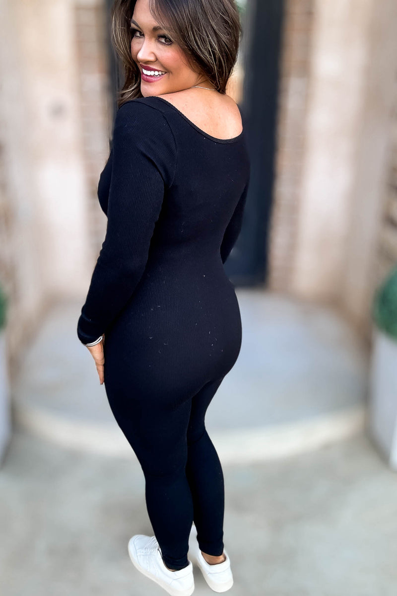 Black Square Neck Longsleeve Jumper