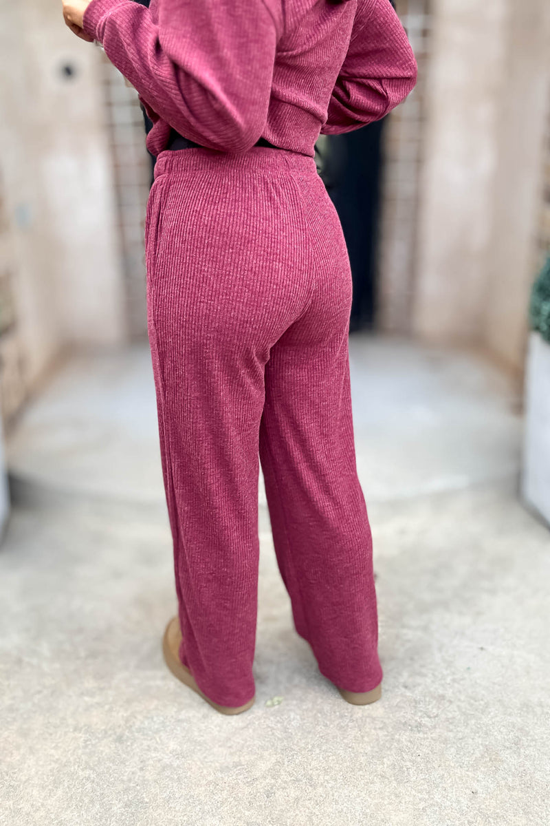 Ribbed Cabernet Drawstring Lounge Pants