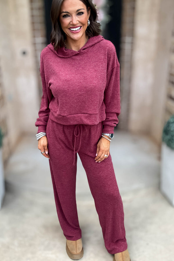 Ribbed Cabernet Drawstring Lounge Pants