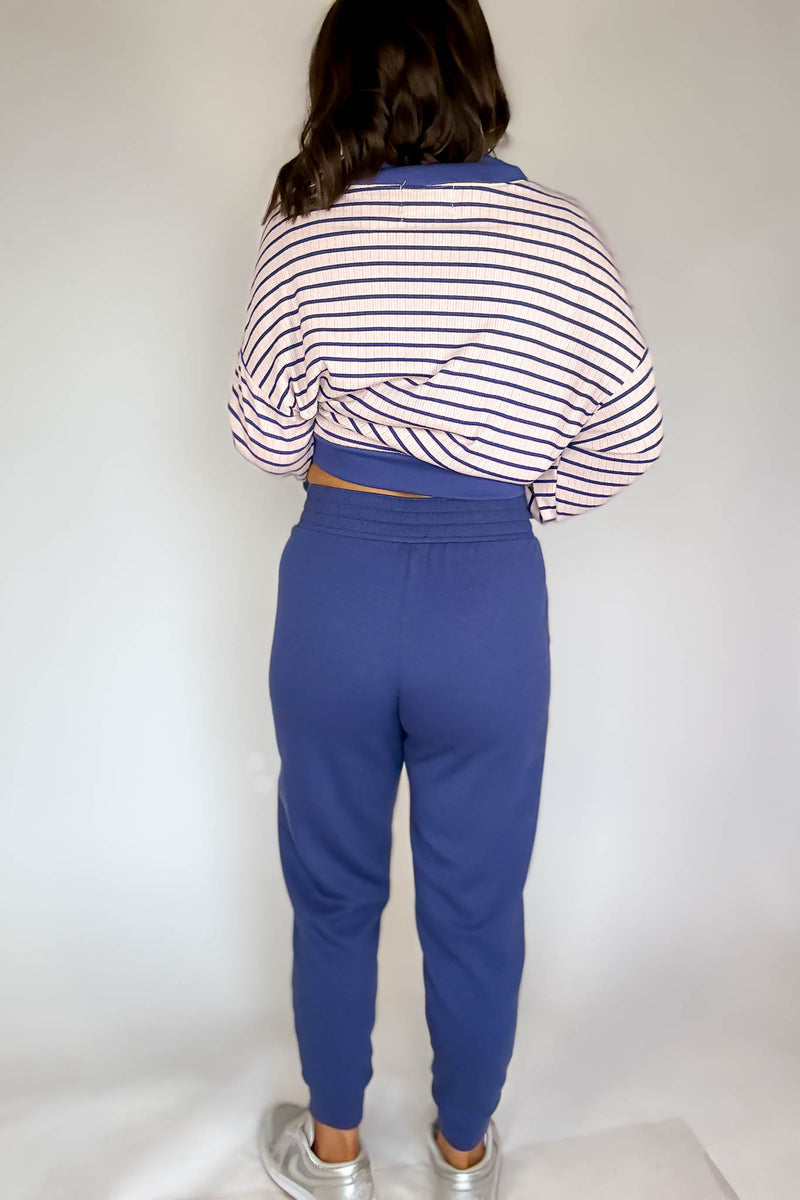 Easy Does It Blue Indigo Scuba Jogger Pants