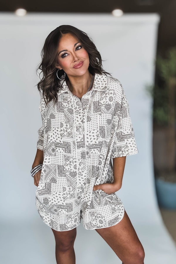 Paisley Bandana Print Romper