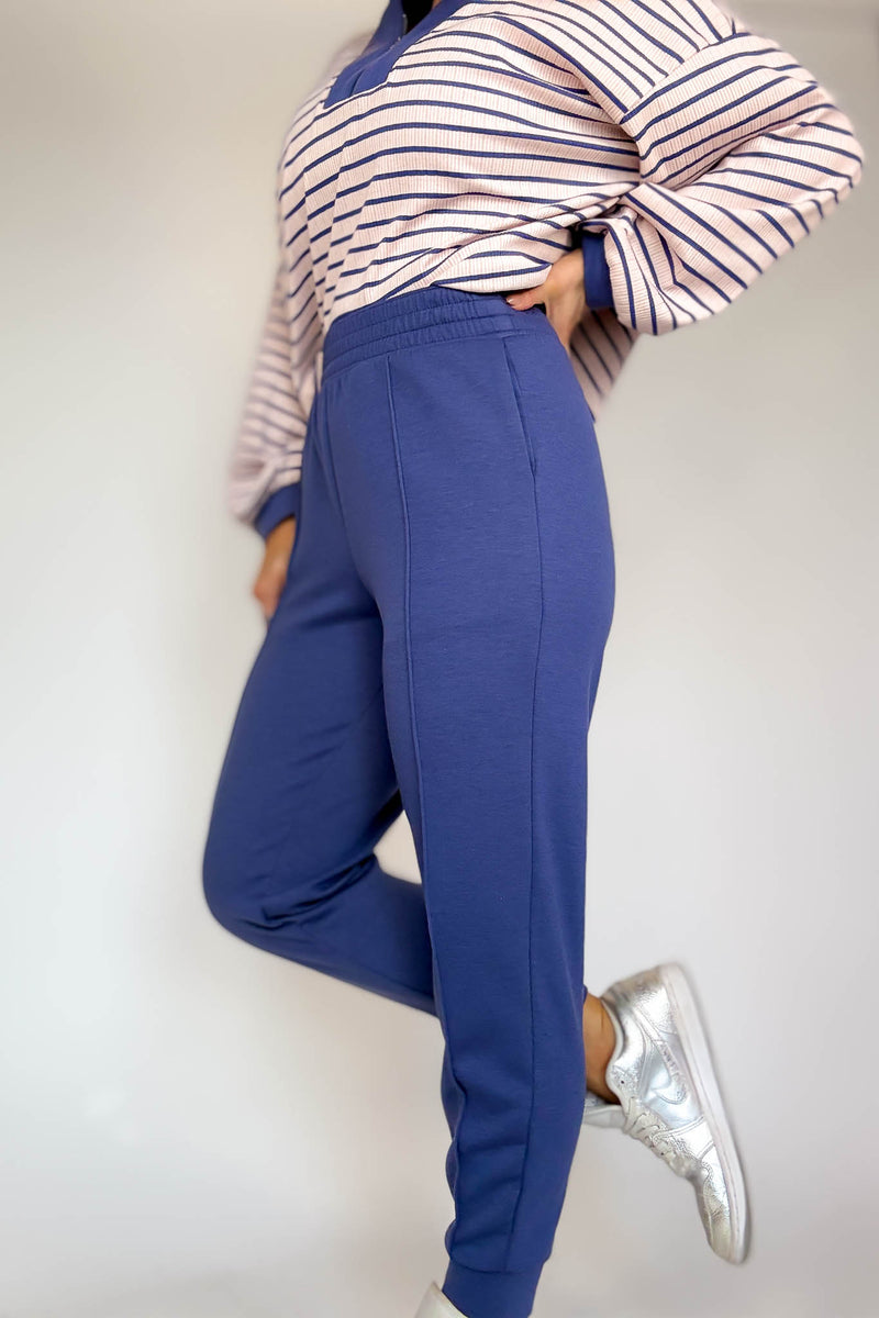 Easy Does It Blue Indigo Scuba Jogger Pants