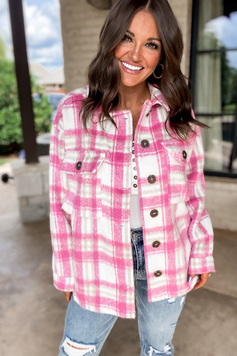 Pretty Soon Check Print Buttoned Jacket