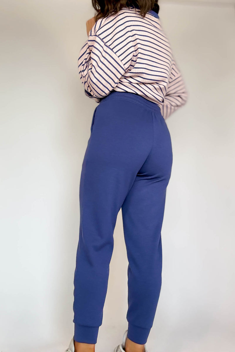 Easy Does It Blue Indigo Scuba Jogger Pants