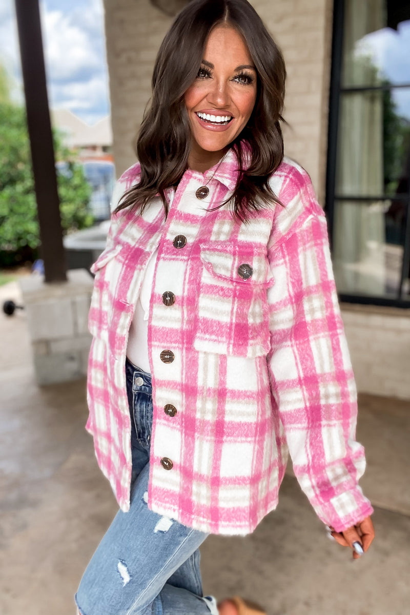 Pretty Soon Check Print Buttoned Jacket