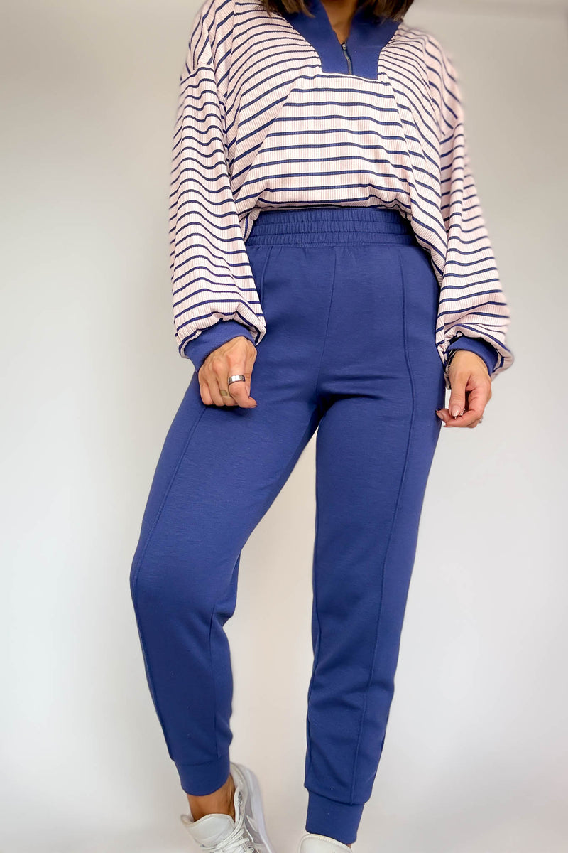 Easy Does It Blue Indigo Scuba Jogger Pants