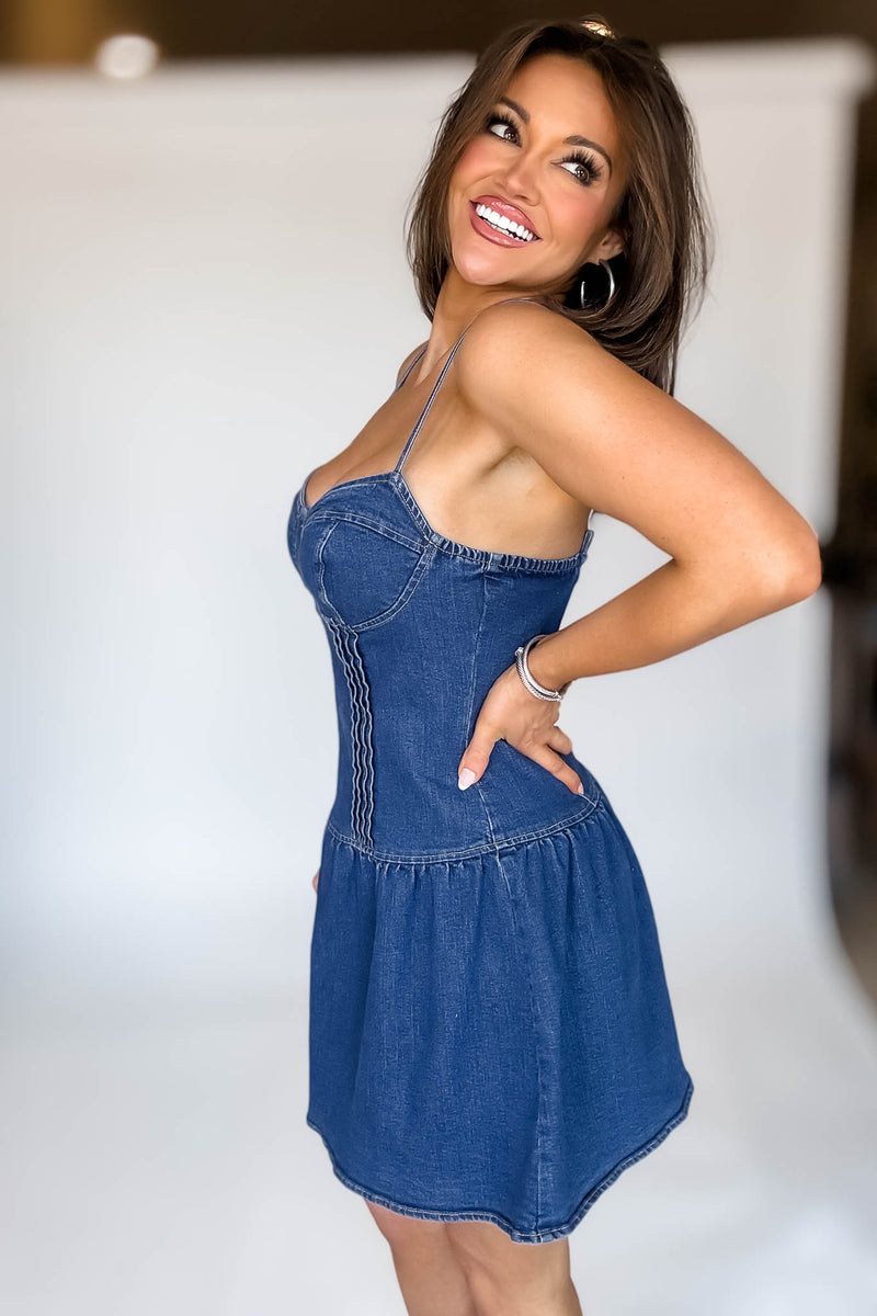 Denim Bustier Top Low Waist Denim Dress