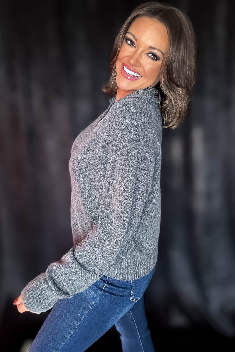 Endless Joy Charcoal Collared Sweater