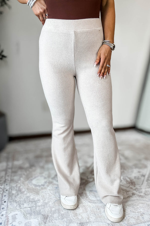 TAUPE RIBBED PANTS