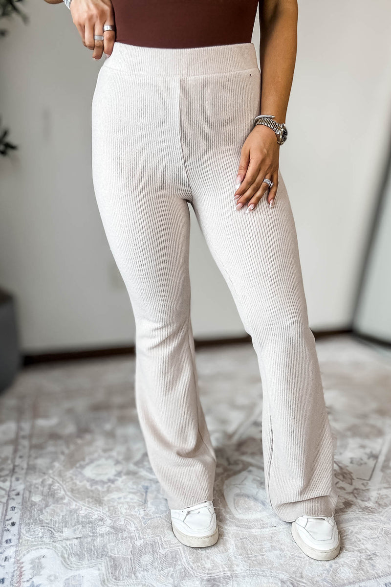 TAUPE RIBBED PANTS