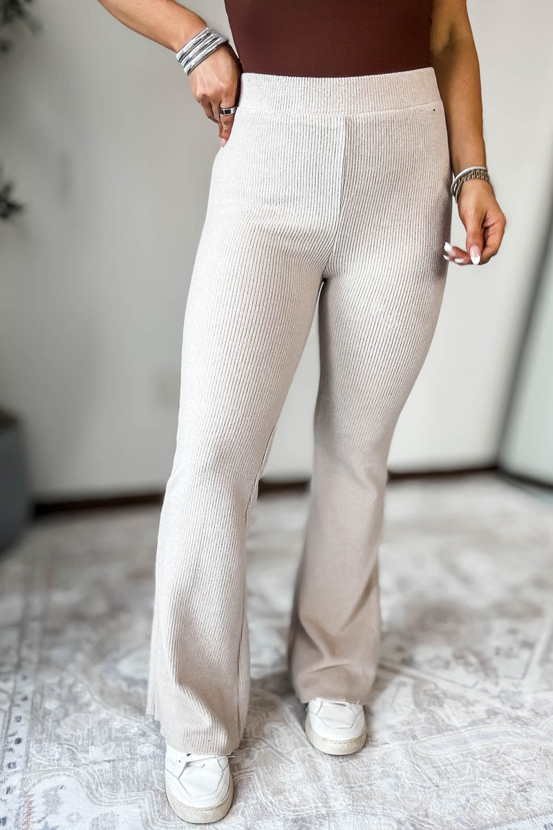 TAUPE RIBBED PANTS