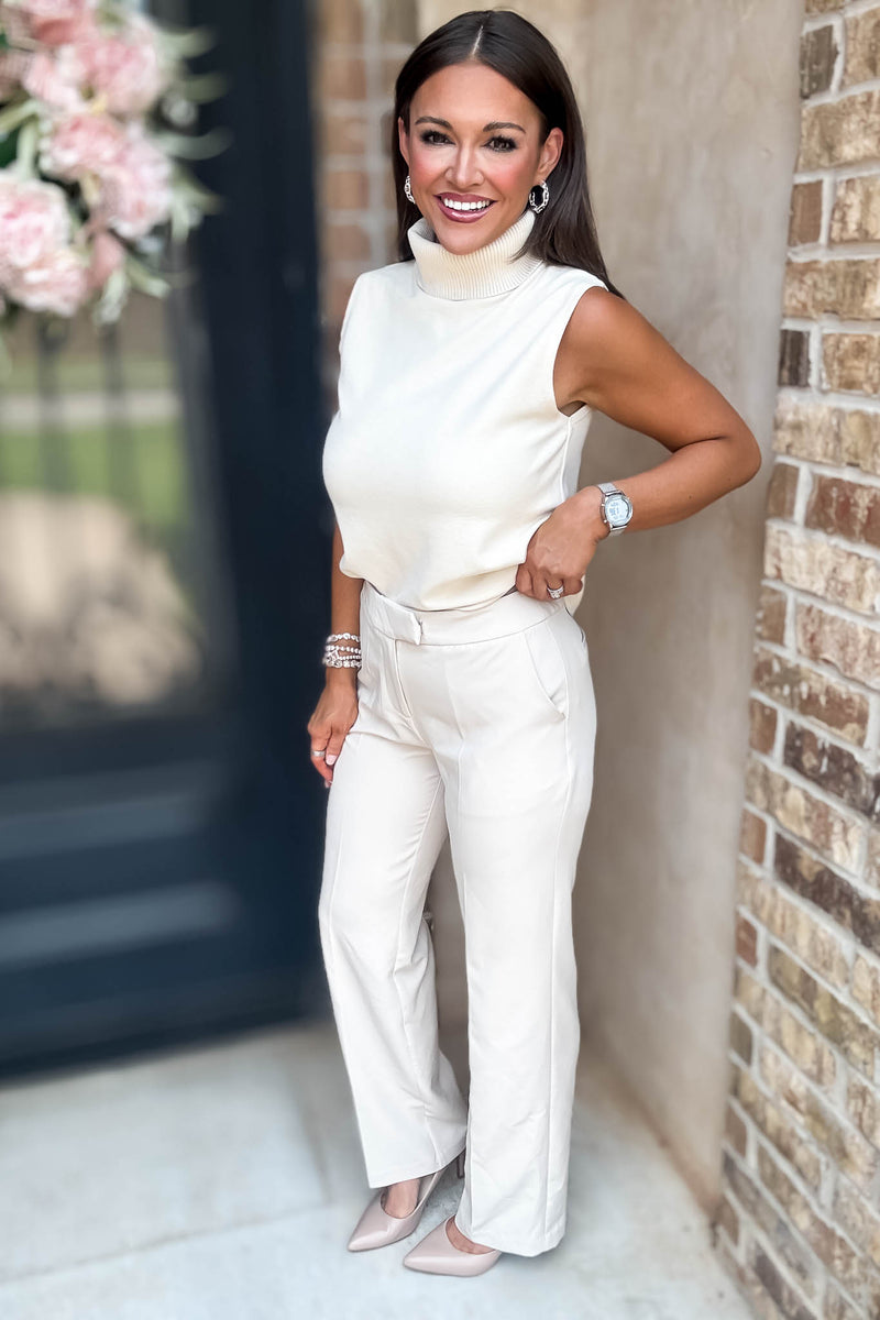 In Her Element Sand Taupe High Waist Long Pants