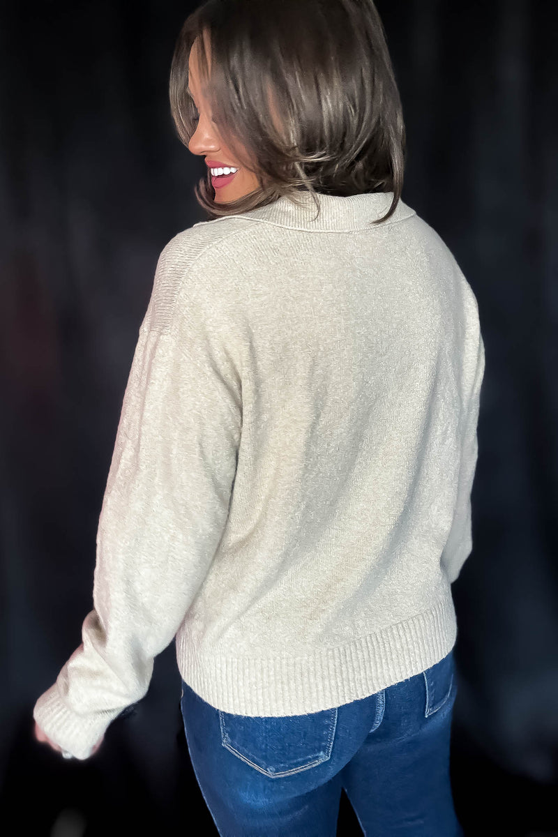 Endless Joy Taupe Collared Sweater