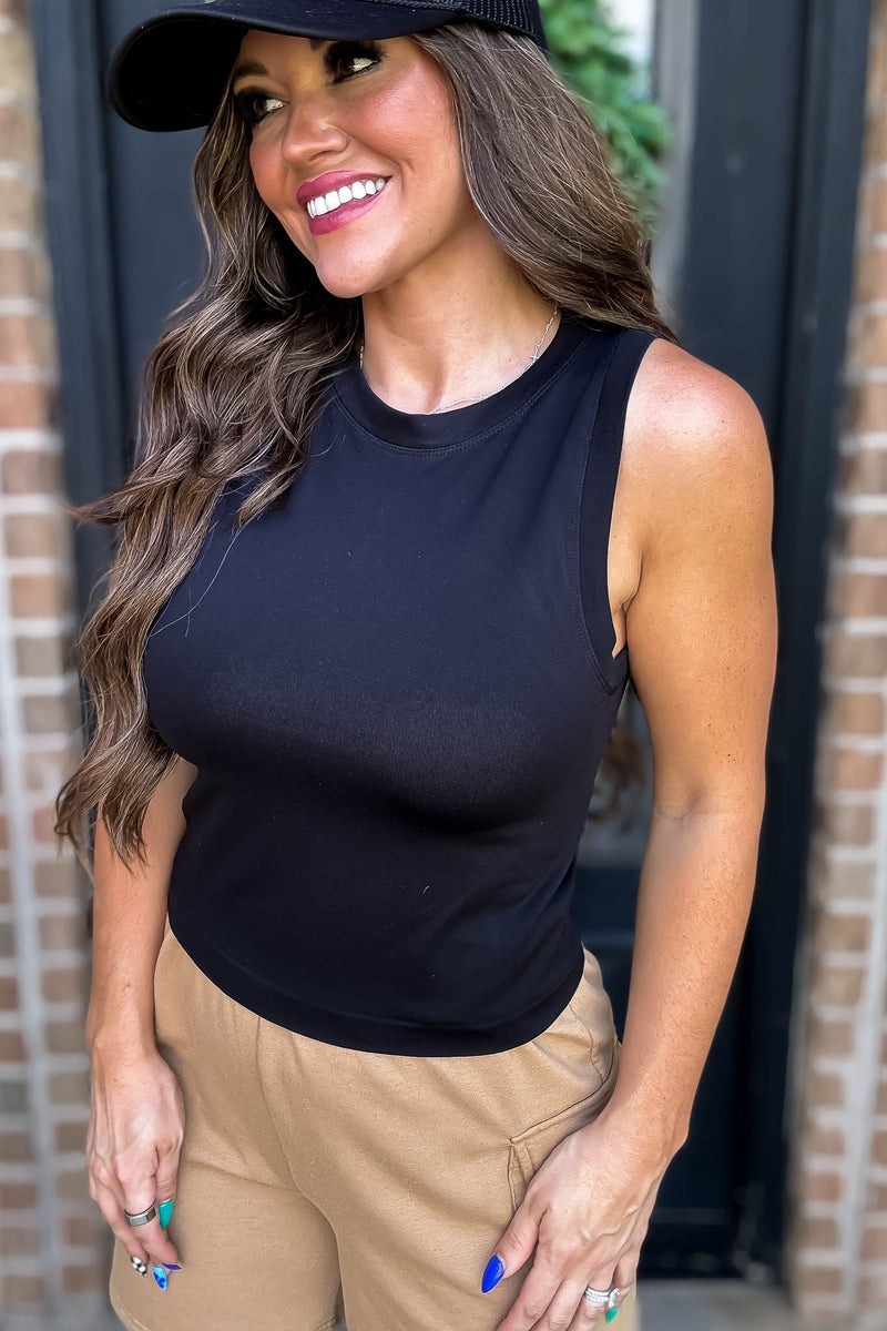 SR Basic Nina Black Flat Seamless Top