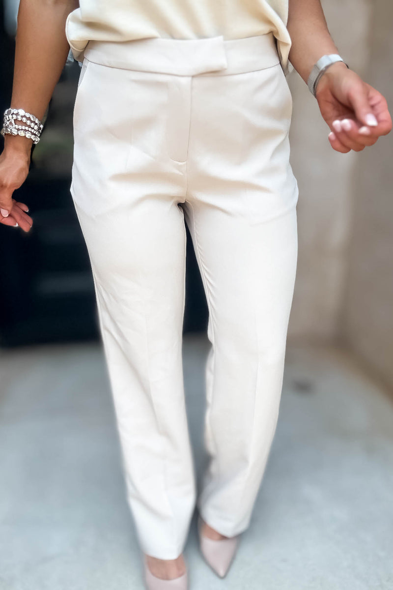 In Her Element Sand Taupe High Waist Long Pants
