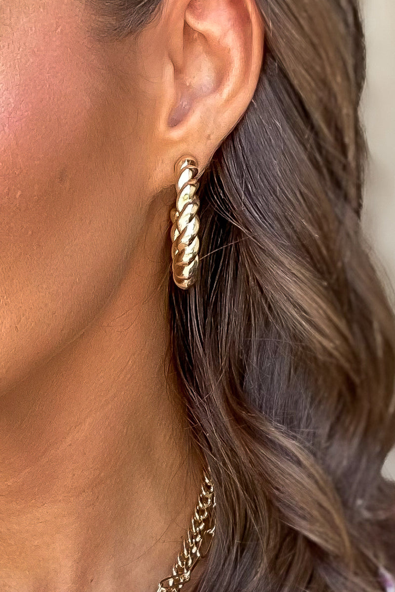 Life's Twists Worn Gold Hoop Earrings