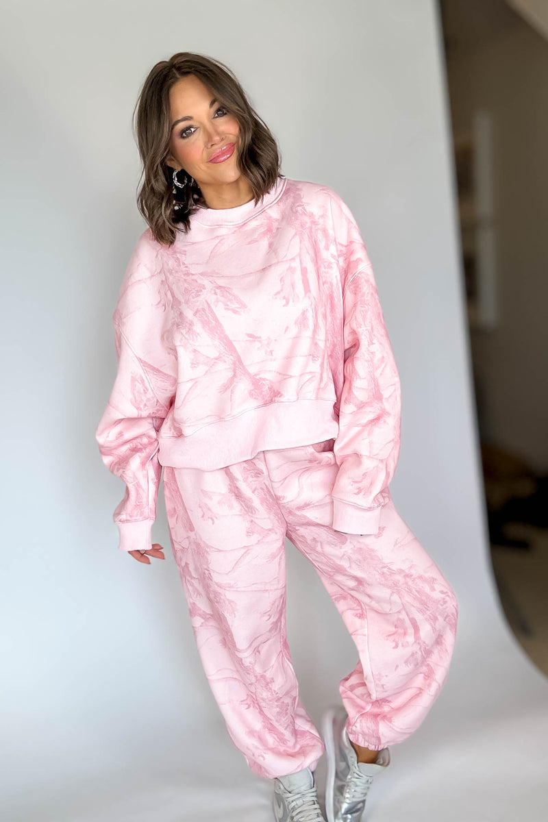 TCEC Pink Camouflage Print Jogger Sweatpants