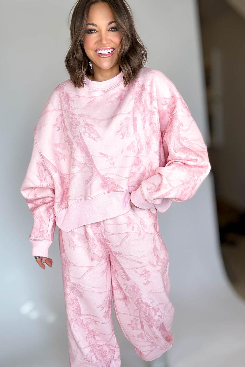 TCEC Pink Camouflage Print Jogger Sweatpants