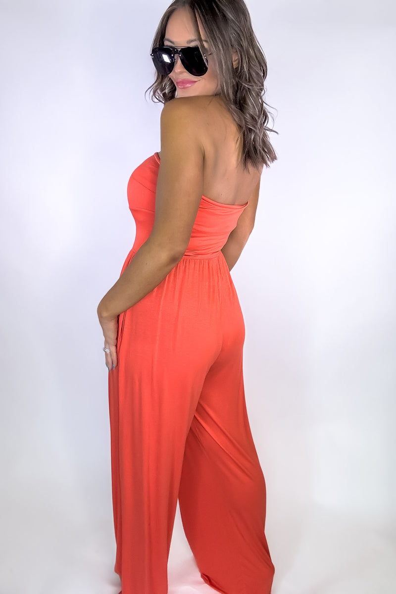Strapless Lounge Hot Coral Jumpsuit