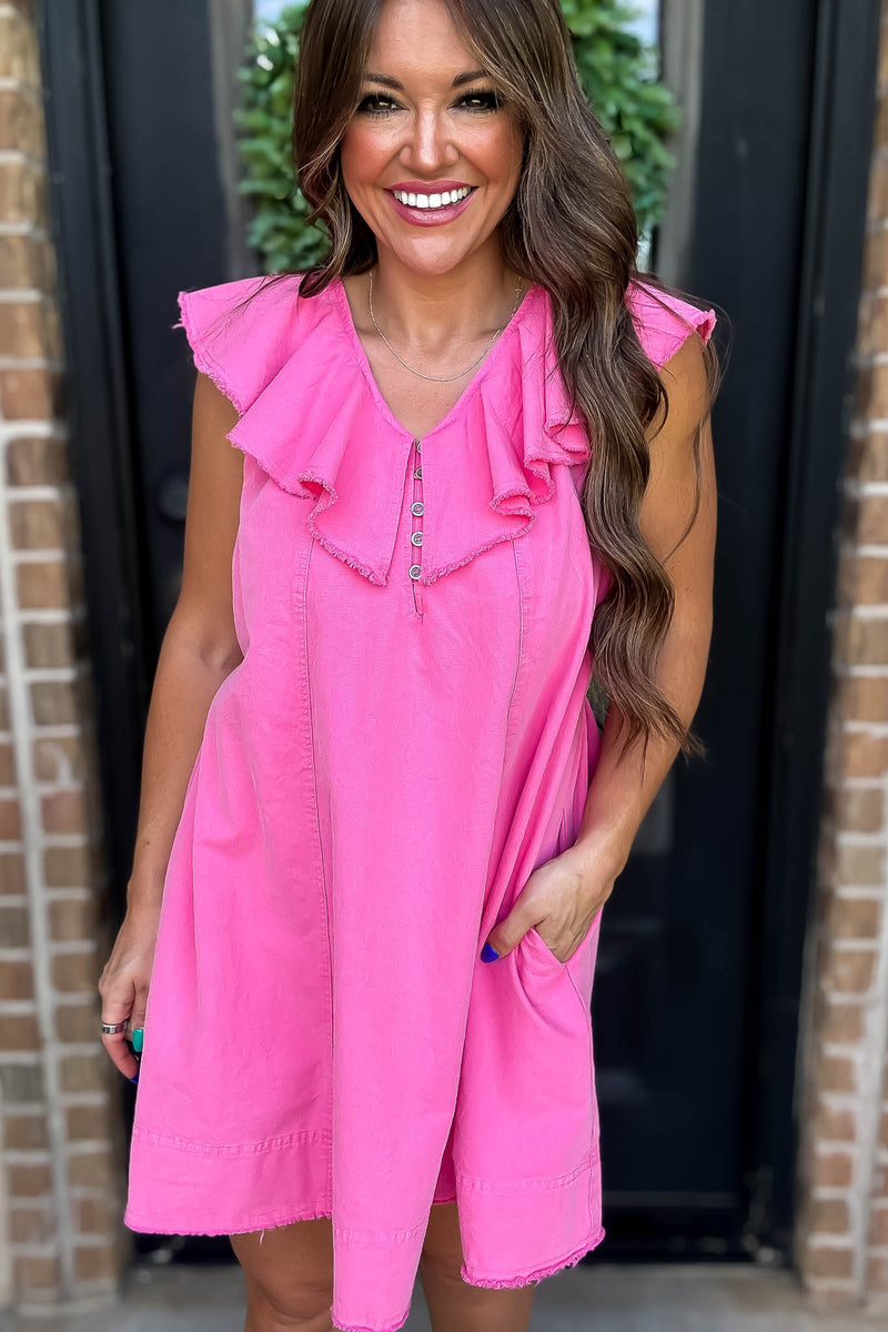 Pink Washed Ruffle Dress