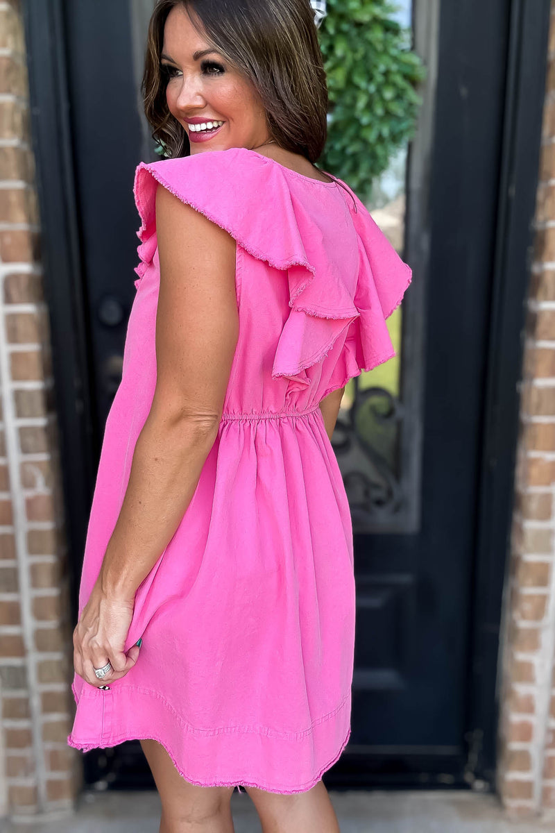 Pink Washed Ruffle Dress