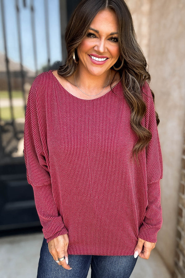 All Yours Cranberry Ribbed Long Sleeve