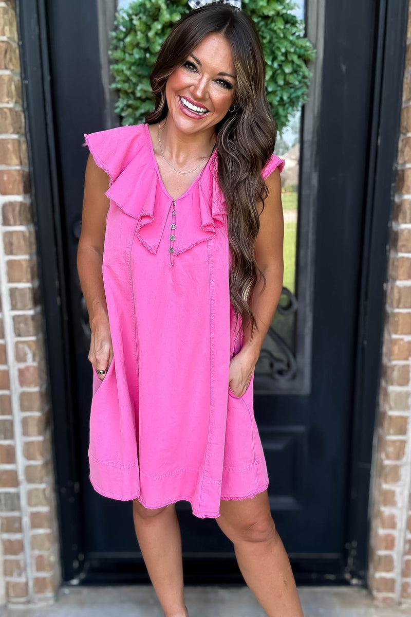 Pink Washed Ruffle Dress