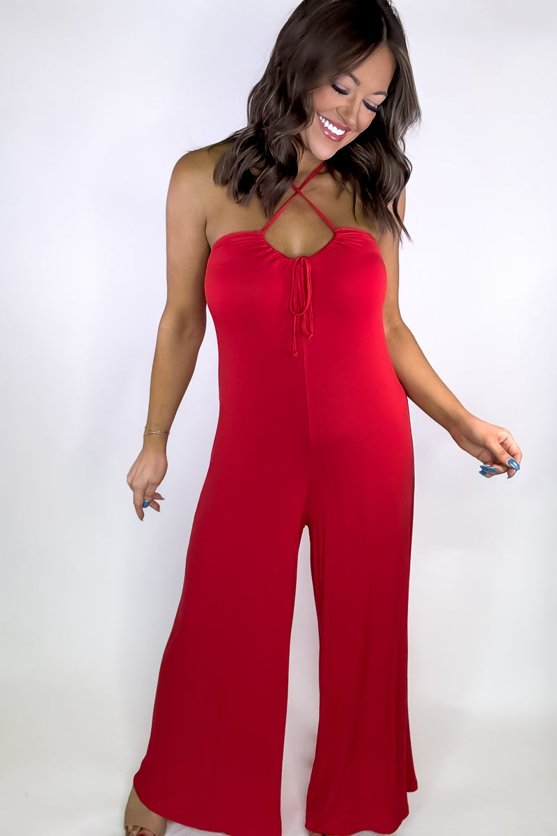 Criss Cross Cherry Jumpsuit